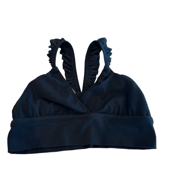 OFFLINE By Aerie Real Me Xtra Ruffle Sports Bra Small Black - Picture 3 of 5